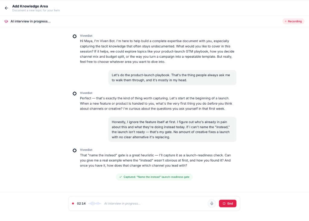 Capturing expertise: the Train Now Interview Me flow turning an event debrief into a shareable playbook