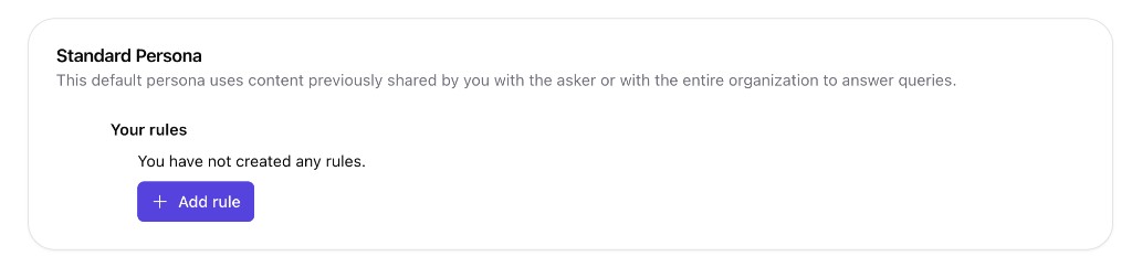 Standard Persona settings — optional rules