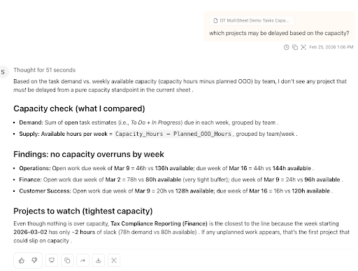 Structured Analysis — thought pane and code execution